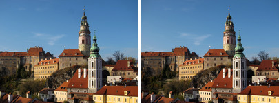 A moderate hyperstereo of the town and castle